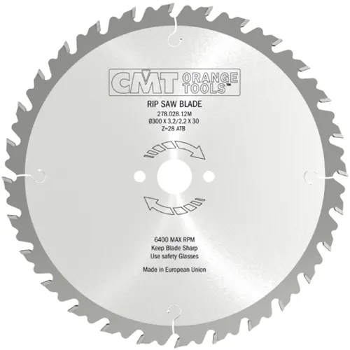 CMT Industrial Multi-rip Saw Blade with Chip Limiter - D300x3,2 d70 Z28 HW