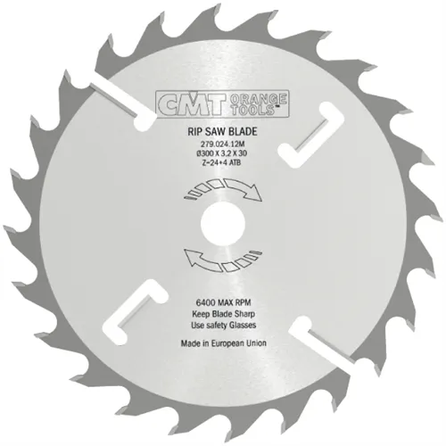 CMT Industrial Multi-rip Saw Blade with Rakers - D300x3,2 d70 Z24+4 MEC HW
