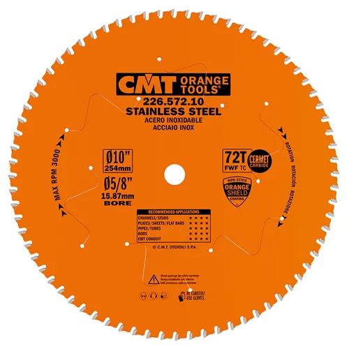 CMT XTreme Saw Blade for Stainless Steel - D254x2,2 d15,8 Z72 HW