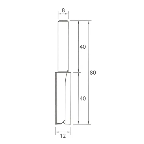 IGM M100 Straight Router Bit - D12x40 L80 S=8 HW