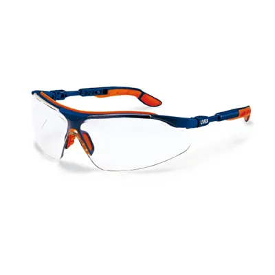 Uvex I-VO Safety Glasses, clear lens, blue-orange | IGM Tools