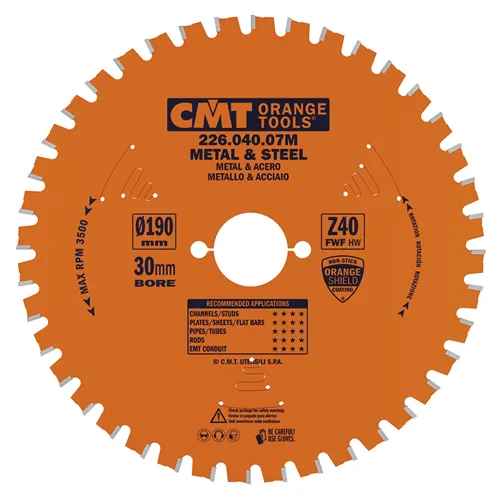 CMT Industrial Dry Cutter Steel Saw Blade - D190x2,0 d30 Z40 HW