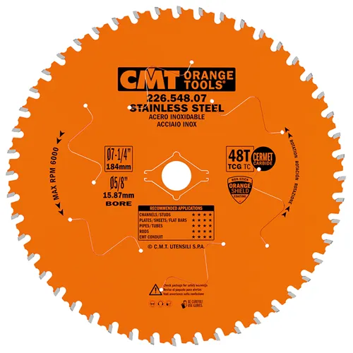 CMT XTreme Saw Blade for Stainless Steel - D184x2,0 d15,8 Z48 HW