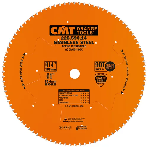 CMT XTreme Saw Blade for Stainless Steel - D355x2,2 d25,4 Z90 HW