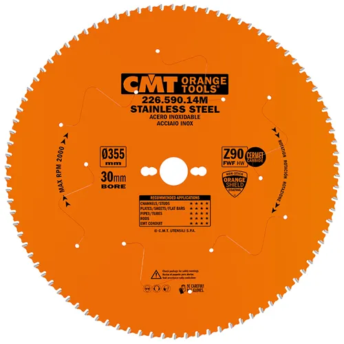 CMT XTreme Saw Blade for Stainless Steel - D355x2,2 d30 Z90 HW