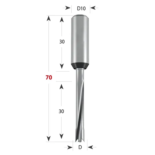 CMT 311 Xtreme Flat Dowel Drill S10 L70 HWM - D8x30 S=10x30 L70 LH