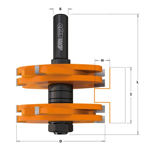 CMT Tenon Cutting Bit - D75 I9,5-15,8 H27 S=12 HW