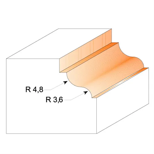 CMT Ogee with Fillet Bit - R4,8-3,6 D34,2x13 S=8 HW