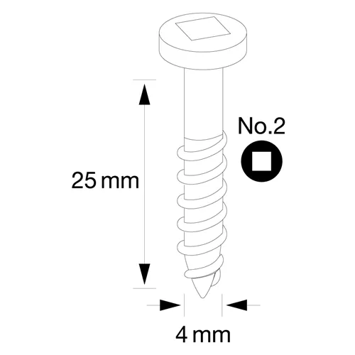 IGM Pocket Hole Screws - 4x25mm, coarse thread, pan head, 500 pcs