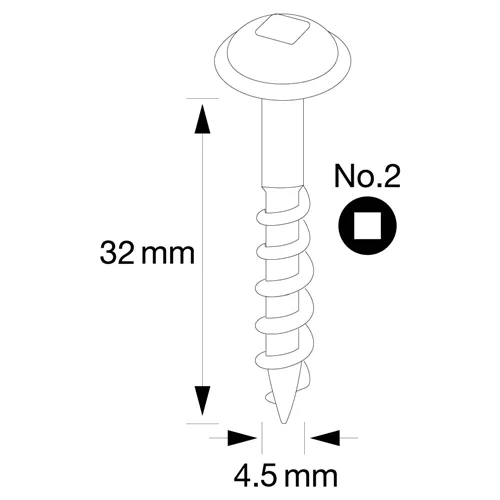 IGM Pocket Hole Screws - 4,5x32mm, coarse thread, washer head, 300 pcs