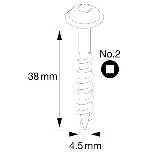 IGM Pocket Hole Screws - 4,5x38mm, coarse thread, washer head, 200 pcs