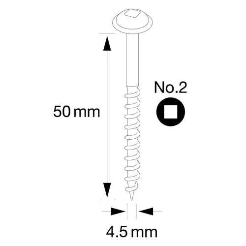 IGM Pocket Hole Screws - 4,5x50mm, coarse thread, washer head, 150 pcs