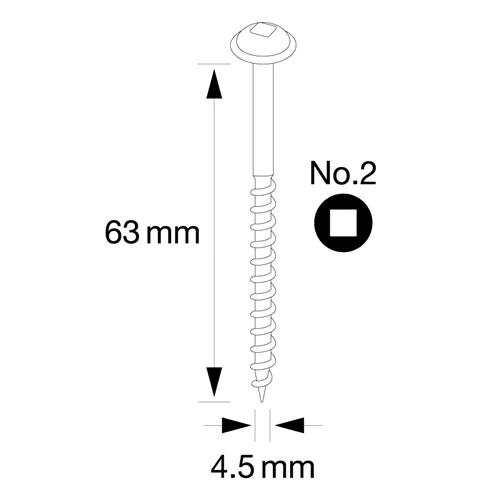 IGM Pocket Hole Screws - 4,5x63mm, coarse thread, washer head, 100 pcs