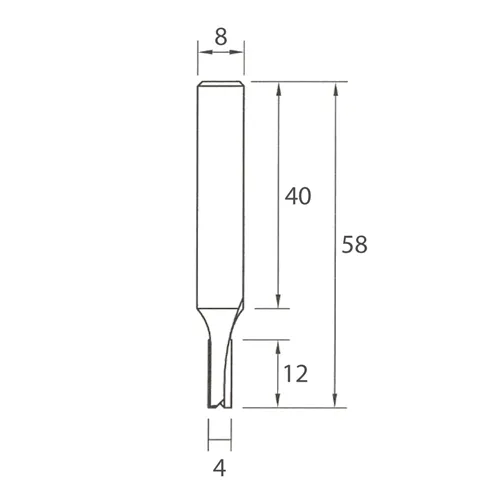 IGM M100 Straight Router Bit - D4x12 L58 S=8 HW