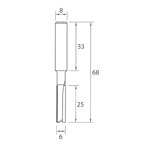 IGM M100 Straight Router Bit - D6x25 L68 S=8 HW