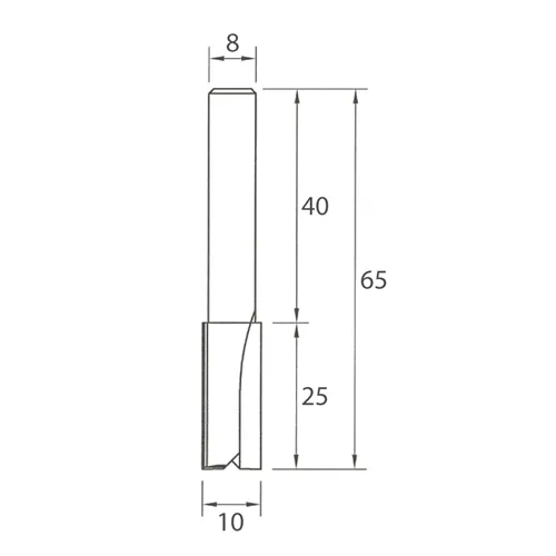 IGM M100 Straight Router Bit - D10x25 L65 S=8 HW