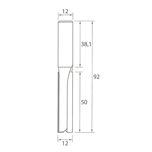 IGM M100 Straight Router Bit - D12x50 L92 S=12 HW