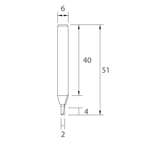 IGM M101 Straight Router Bit - D2x4 L51 S=6 HWM