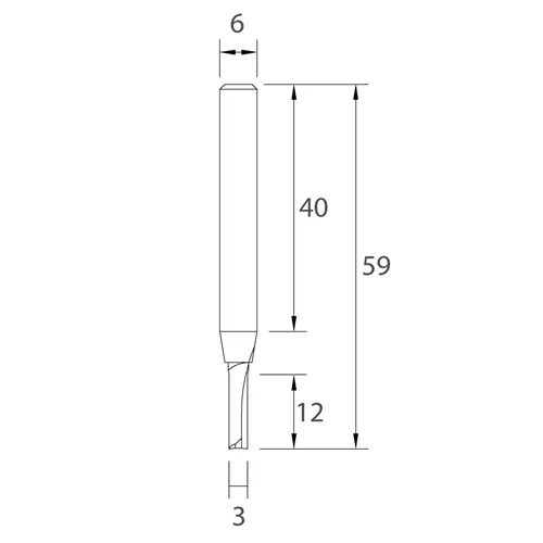 IGM M101 Straight Router Bit - D3x12 L59 S=6 HWM