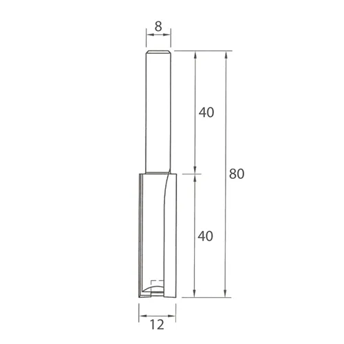 IGM M110 Straight Router Bit with Plunge Tip - D12x40 L80 S=8 HW