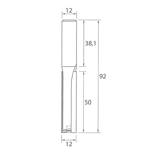 IGM M110 Straight Router Bit with Plunge Tip - D12x50 L92 S=12 HW