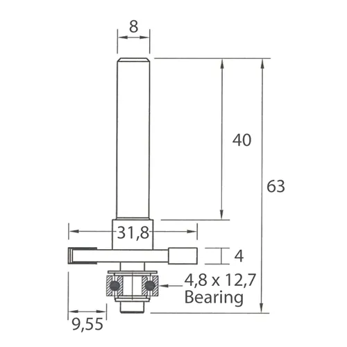 IGM M122 Slot Cutter - D31,8x4 H9,55 L63 S=8 HW