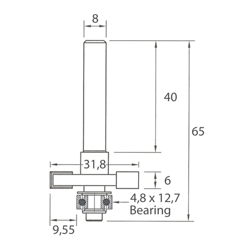 IGM M122 Slot Cutter - D31,8x6 H9,55 L65 S=8 HW