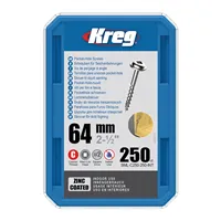 Kreg Zinc Maxi-Loc Pocket-Hole Screws - 64 mm, coarse thread, 250 pcs