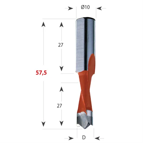 CMT 310 Xtreme Dowel Drill S10 L57,5 HW, D8x27 S=10x27 L57,5 LH (Unpacked)