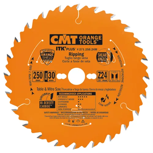 CMT ITK Ultra Thin-Kerf Rip Saw Blade-D250x2,4 d30 Z24 HW (Unpacked)