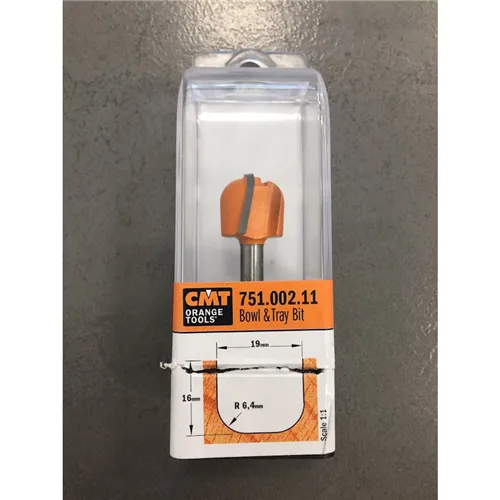 CMT Bowl and Tray Bit, R6,4 D19x16 S=6 HW (Unpacked)