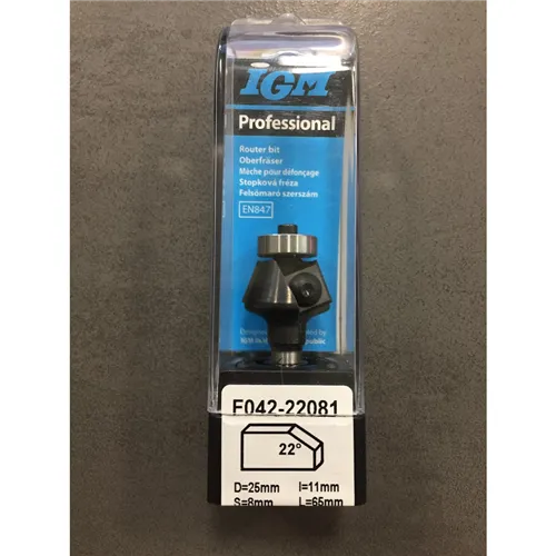 IGM F042 Bevel Trimming Cutter TC Knives, 22° D25x11 L65 S=8 (Used)