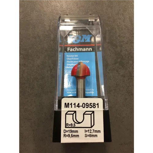 IGM M114 Round Nose Router Bit, R9,5 D19x12,7 L53 S=8 HW (Used)