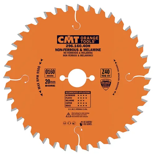 CMT Orange Saw Blade for Laminated Board, Non-ferrous Metal, Plastic, D160x2,2 d20 Z56 HW (Used)