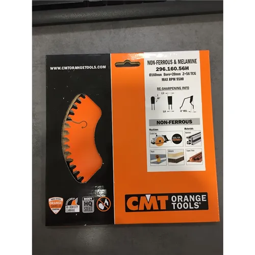 CMT Orange Saw Blade for Laminated Board, Non-ferrous Metal, Plastic, D160x2,2 d20 Z56 HW (Used)