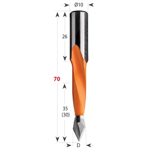 CMT 314 Dowel Drill for Through Holes S10 L70 HW, D5x35 S=10x26 L70 LH (Unpacked)