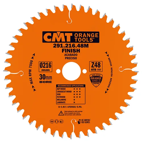 CMT Industrial Universal Saw Blade for Portable Machines - D216x2,8 d30 Z48 HW -5°Neg (Used)