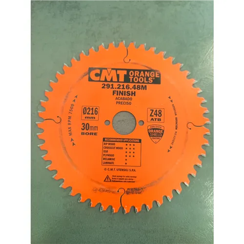 CMT Industrial Universal Saw Blade for Portable Machines - D216x2,8 d30 Z48 HW -5°Neg (Used)