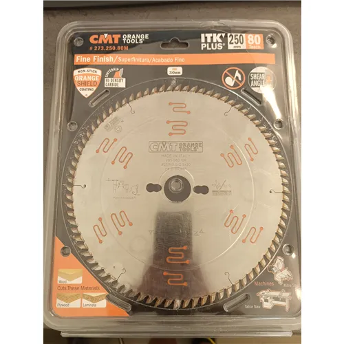 CMT Orange Chrome Super Finishing Saw Blade for cutting Frames - D250x3,0 d30 Z80 HW (Used)