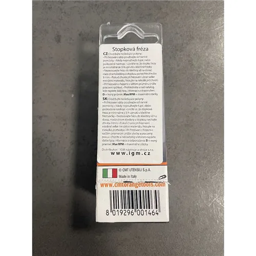 CMT Round Nose Bit - R8 D15,8x9,5 L50,8 S=6 (Unpacked)