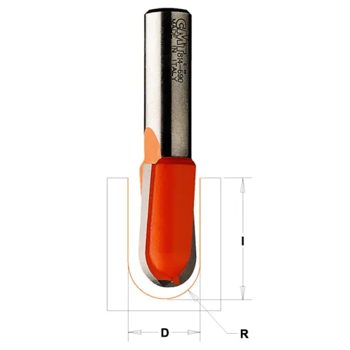 CMT Round Nose Bit - R8 D15,8x9,5 L50,8 S=6 (Unpacked)