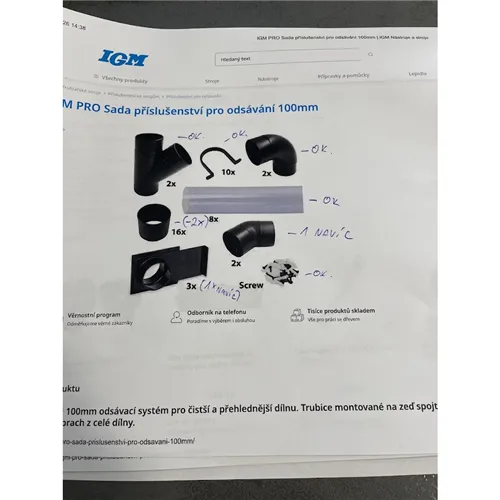IGM PRO Dust Collection Accessory Kit 100mm (Used)