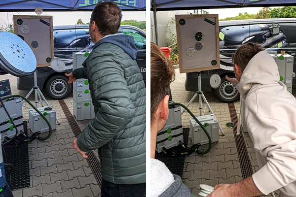 Crowded showroom at IGM during the Festool Roadshow 2025
