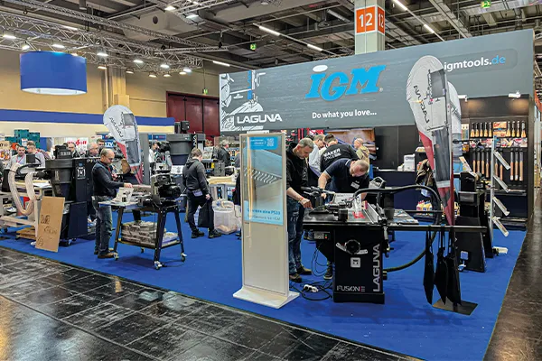 Overall view of the IGM booth at the Holz-Handwerk 2024 trade fair